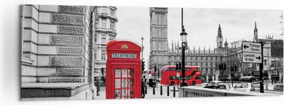 Produktbild von Bild auf Leinwand - Leinwandbild - Einteilig - Schuppen Telefon London - 160x50cm - Wand Bild - Wanddeko - Wandbilder - Leinwanddruck - Bilder - Wanddekoration - Leinwand bilder - AB160x50-4326