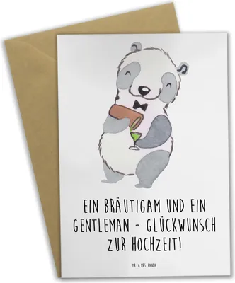 Produktbild von Mr. & Mrs. Panda valentinstagskarte Bräutigam Gentleman - Weiß - Geschenk, Hochzeitstag, Heirat, Grußkarte, einladungskarten, zauberhafte Welt, osterkarten, Heiraten