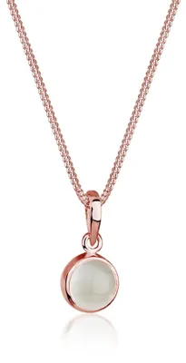 Produktbild von Halskette Damen 925 Silber mit Mondstein Anhänger rund, Schmuck, Geschenk