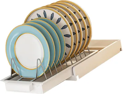 Produktbild von Ausziehbarer Schrankorganisator Edelstahl Multifunktionale Ausziehböden für Teller Küchenschrank Weiß