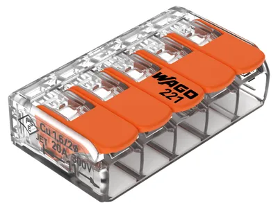 Produktbild von Wago Verbindungsklemme 5-polig Compact mit Hebel transparent 221-415