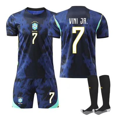 Immagine prodotto di #7 VINIJR Maglia da calcio da trasferta del Brasile per i Mondiali 2026, per bambini e adulti. TAGLIA:28