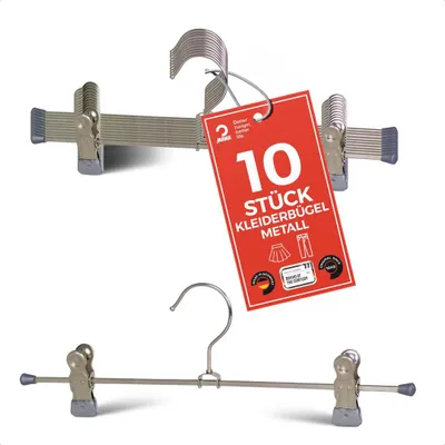 Produktbild von MAWA KleiderbÃ1/4gel mit Clips, 10er-Set, rutschfest, 30 cm, Silber, drehbar