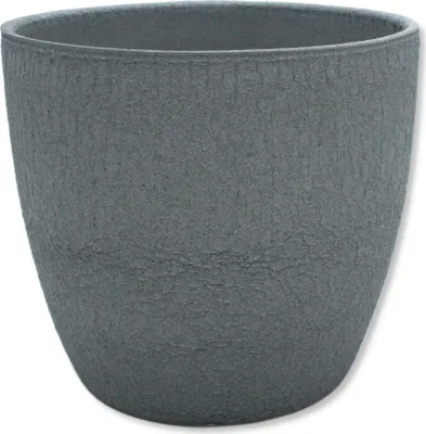 Produktbild von Blumen-Topf rund Keramik Übertopf Ø 11 x 9,5cm grau - kroko