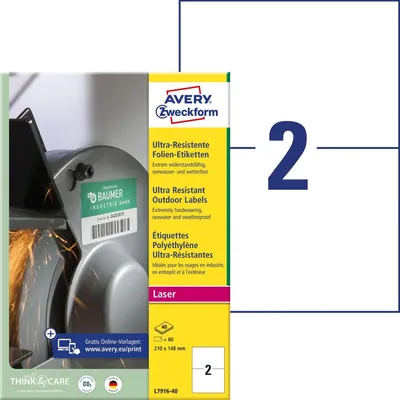 Produktbild von Ultraresistente Etiketten 210x148 mm weiß VE=5x80 Stück