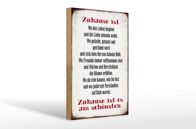 Produktbild von Holzschild Spruch 20x30cm Zuhause ist am schönsten