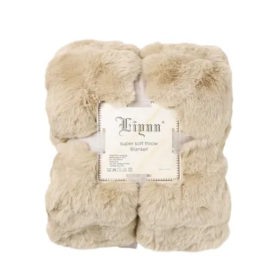 Produktbild von Kuscheldecke Wohndecke 130x160cm Doppelseitig Plüschdecke Warme Flauschige Decke Überwurfdecke Couchdecke Tagesdecke Sofadecke Blanket, Beige