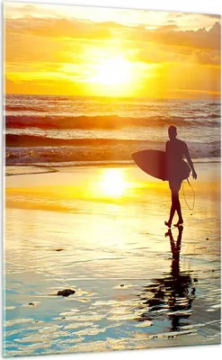 Produktbild von Bilder auf glas - Einteilig - Surfer sonnenuntergang ozean brett - 70x100cm - Glasbilder - Wandbilder - Bilder - Wanddekoration aus Glas - Glas Bilder - Wandbild auf Glas - GPA70x100-2792