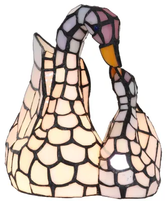 Tiffany Tafellamp Glas in Lood Zwanenmotiv 28 cm