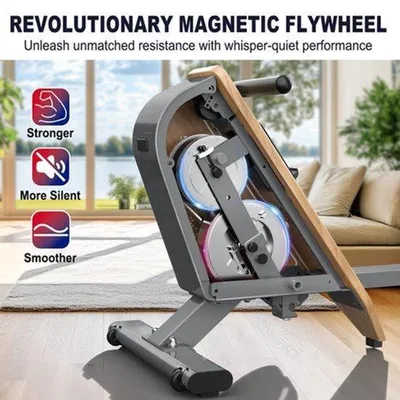 Productafbeelding van Roeitrainer 16 Niveaus Magnetische Weerstand - 150 Kg Max Belastbaar - Indoor Fitnessapparaat - Cardiotraining - Met Bluetooth Display