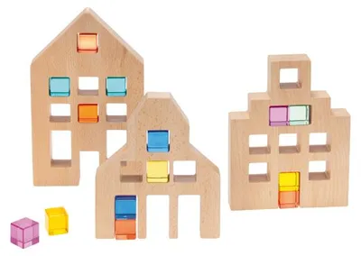 Produktbild von Eduplay Holzhaus Spielset für Acrylbausteine - 3er Set