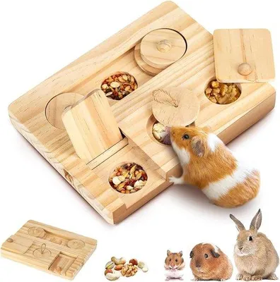 Image de Jouets en bois pour petits animaux, 6 en 1, pour hamsters et lapins