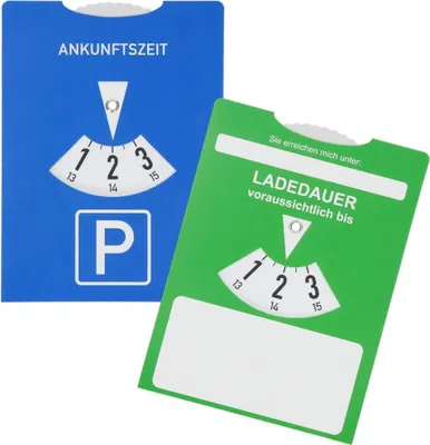 Produktbild von Papp-Parkscheibe "E-Mobility" blau/grün