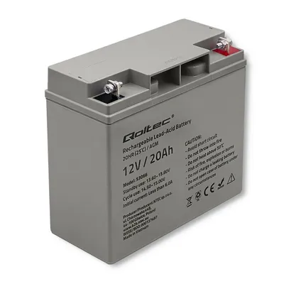 Obrázok produktu pre Qoltec 53066, Sealed Lead Acid (VRLA), 12 V, 1 kusov, Šedá, 20 Ah, 10 rok / roky