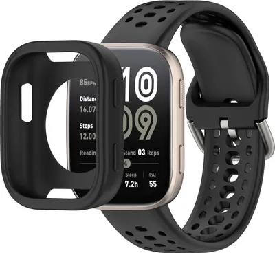 Image de Pour Amazfit Bip 6 Housse de protection en silicone avec bracelet intégré Noir