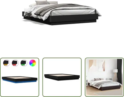 Zdjęcie produktu dla The Living Store Rama łóżka z LED czarna 150x200 cm