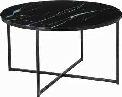 Produktbild von SalesFever Couchtisch 80 cm | Glasplatte foliert in Marmor-Optik | Gestell Metall | B 80 x T 80 x H 45 cm | schwarz