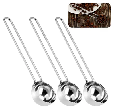 Produktbild von 3 Stück Kaffeelöffel aus Edelstahl mit langem Griff, wiederverwendbare Dosierlöffel für Kaffee, Tee und Zucker (25 ml)