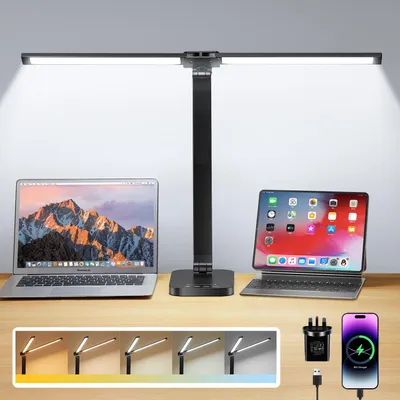 LED-Schreibtischlampe, 10 Helligkeiten, 5 Farben, 1200 Lumen, flexibel