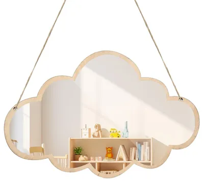 Produktbild von Wandschrankspiegel, leicht – Acrylspiegel – Dekoration für Kinderzimmer – Wolken-/Kaninchenform – Robust und sicher – Abmessungen 25x38 cm / 38x25 cm – Dekospiegel