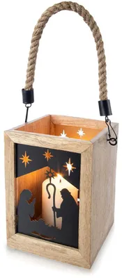 Zdjęcie produktu dla Lampion na świeczkę szopka MANGO 14x14x20 cm