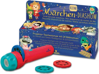 Produktbild von moses. Kleine Märchen-Diashow, Projektor-Taschenlampe für Kinder, mit 3 Bildscheiben mit jeweils 8 Bildern zum Miterzählen