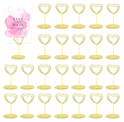 Productafbeelding van Tafelkaart houders - 24 stuks met clip - Voor foto's, menukaarten en plaatskaarten - Goud, hartvormig