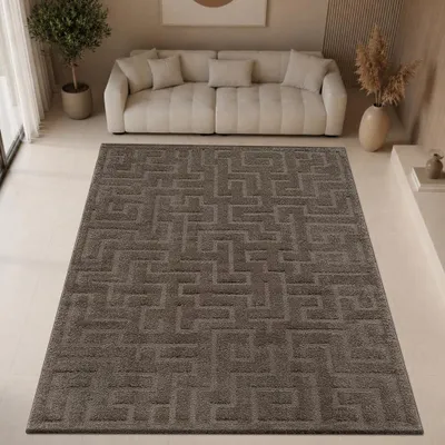 Produktbild von Teppich Dunkelbraun modern weich strukturiert gemütlich Wohnzimmer Größe - 160 x 220 cm