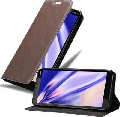 Produktbild von Cadorabo Hülle für Nokia 1 PLUS Schutz Hülle in Braun Handyhülle Etui Case Cover Magnetverschluss