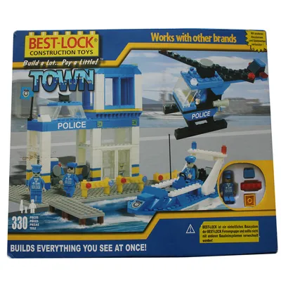 Produktbild von BEST-LOCK Bausteine Polizeistation Polizei 330 tlg. Hubschrauber Boot Spielzeug