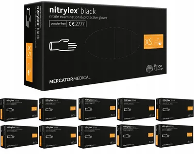 Zdjęcie produktu dla Rękawice Nitrylowe 100 sztuk / Czarne / Rozmiar: 6 - XS / Nitrylex Black - 10 szt.
