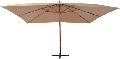Obrázek produktu pro vidaXL Světelný slunečník s dřevěnou tyčí 400x300 cm Taupe