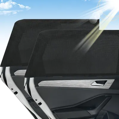Image de Lot de 2 pare-soleil pour voiture pour bébés avec protection UV, pare-soleil pour voiture pour enfants, pare-soleil pour voiture pour bébés, réduit la chaleur et les rayons UV, 100 x 50 cm avec 8 ventouses, s'adapte à la plupart des voitures (99 %)