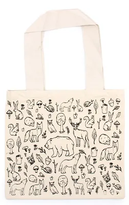 Productafbeelding van Grote katoenen boodschappentassen - 38x42 cm - Natuurschildering - 280 gram