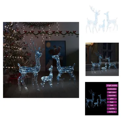 Produktbild von vidaXL LED-Rentier-Familie Weihnachtsdeko Acryl 300 LED Kaltweiß - Weihnachtsbeleuchtung