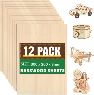 Zdjęcie produktu dla 12 sztuk płyt sklejki, grubość 3 mm, wymiary ok. 300 x 200 mm