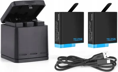 Zdjęcie produktu dla ŁADOWARKA USB 2x BATERIA do GOPRO HERO 8 7 6 5 Black / TELESIN GP-BNC-801