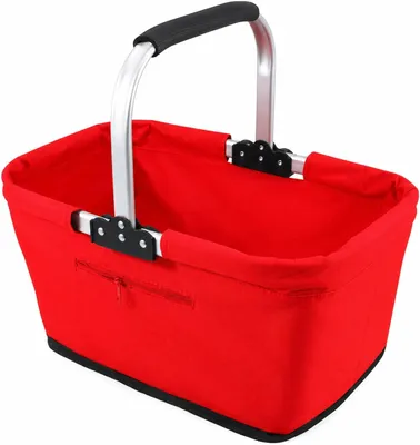 Obrázok produktu pre Nákupný košík skladací 26 l, červená, pre kempovanie, skladný, 27,5 x 21 x 8,5 cm