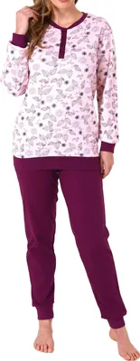 Produktbild von Edler Damen Interlock Pyjama lang mit Bündchen - auch in Übergrössen - 212 201 96 105 ; rosa , 44