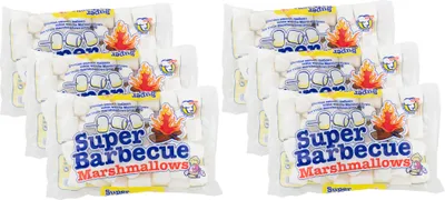 Produktbild von Mr. Mallo Super Barbecue Marshmallows 6x300g | Schaumzucker-Ware Mäusespeck | softe Süßigkeit für Barbecue, Lagerfeuer oder zum Grillen