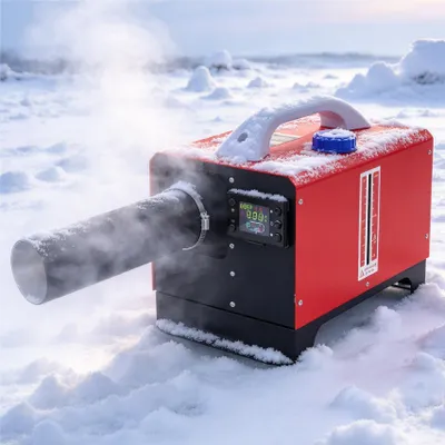 Productafbeelding van UISEBRT 8kW dieselverwarmingsapparaat, 12V, zwart LCD-display, rood-zwarte behuizing, mobiele dieselverwarming met afstandsbediening, geschikt voor gebruik in garages