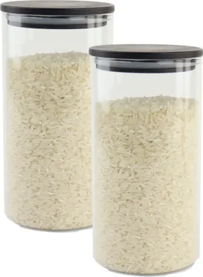 Produktbild von OTIX Vorratsglas aus Glas mit Deckel Set von 2 800ml Schwarz Holz
