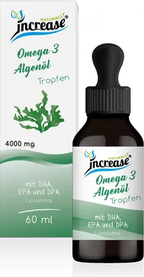 Produktbild von Liposomale Omega 3 Algenöl Tropfen hochdosiert - (120.000mg Omega 3 Algenöl pro Packung) 4000mg Omega 3 Algenöl pro Tagesdosis davon 2000mg DHA