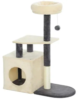 Zdjęcie produktu dla Kratzbaum dla kota - wieża dla kota - wysokość 92 cm - 5 poziomów - domek i legowisko - słupki z sizalu z piłką - kolor: oliwkowy