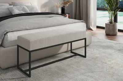 Produktbild von Polsterbank mit Metallgestell Inferno Sitzbank aus Cordstoff stilvoll Bank, Breite: 80 cm, Stoff: Poso 100 - Beige, Farbe Gestell: Schwarz