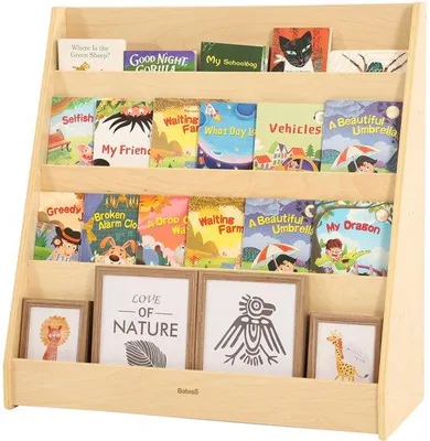 Produktbild von Holz Bücherregal für Kinder mit Aufbewahrungsraum für Babys und Kleinkinder
