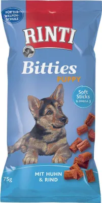 Produktbild von Rinti - Snack Bitties Puppy 16x75g  |  Huhn & Rind