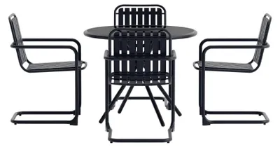 Image de Chios set de jardin table 90x90cm 4 chaises noir.