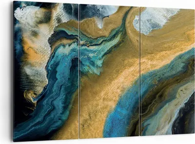 Produktbild von Bild auf Leinwand - Leinwandbild - 3 Teile - Abstraktion verschüttet Gold - 165x110cm - Wand Bild - Wanddeko - Wandbilder - Leinwanddruck - Bilder - Wanddekoration - Leinwand bilder - CE165x110-4431