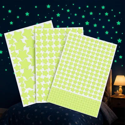 Imagen del producto de Calcomanías fluorescentes con forma de estrellas, 3 unidades, para habitaciones infantiles